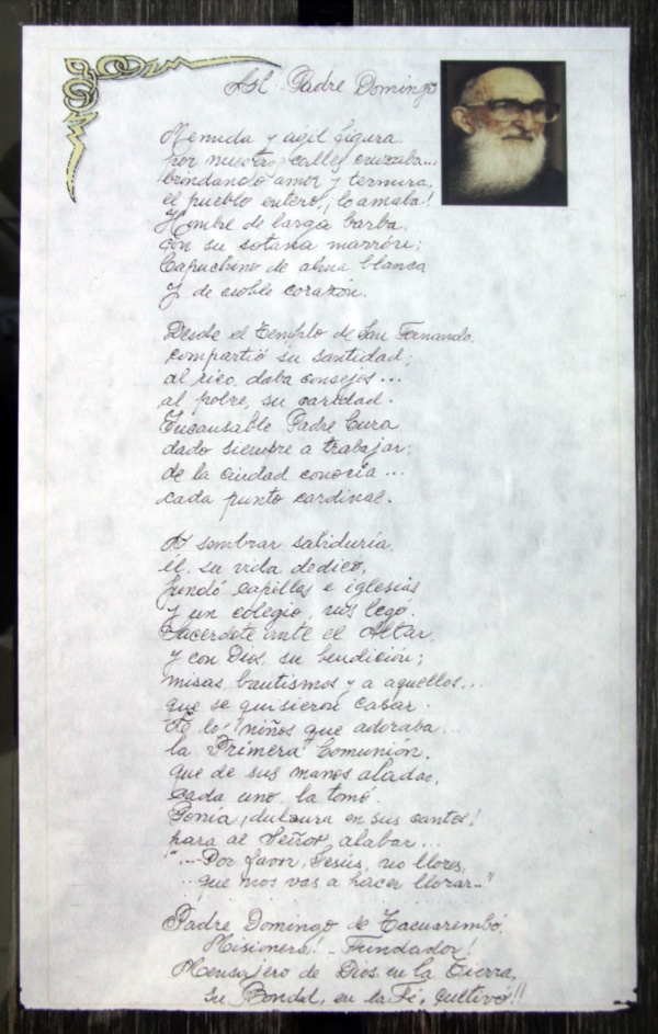 Poema de Liris Sosa de Manfredi para el Padre Domingo.